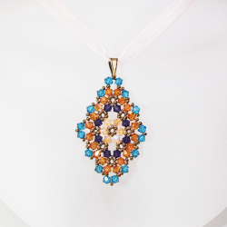 Pendant 45cm - Talia Rhombus M-Salmon Organza - Pendant 45cm - Laiton bronze